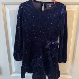 Andy & Evan Midnight Velvet Dress with Metallic Accents